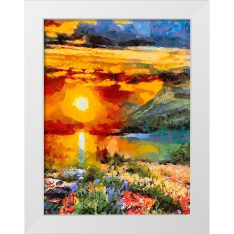 Bloody Sunset White Modern Wood Framed Art Print by Medeiros, Celito