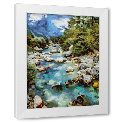 Stream in the Mountains I White Modern Wood Framed Art Print by Medeiros, Celito