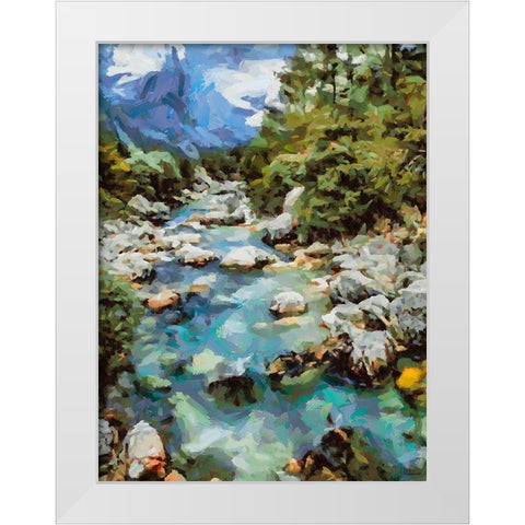 Stream in the Mountains I White Modern Wood Framed Art Print by Medeiros, Celito