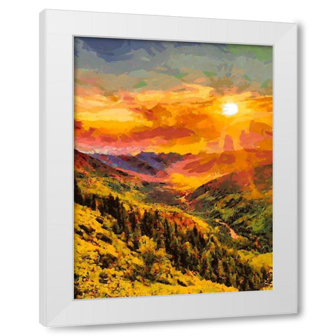 Sunset in the Mountains I White Modern Wood Framed Art Print by Medeiros, Celito
