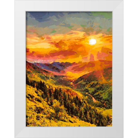 Sunset in the Mountains I White Modern Wood Framed Art Print by Medeiros, Celito