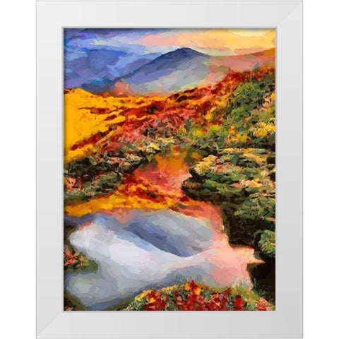 Golden Autumn in the Mountains I White Modern Wood Framed Art Print by Medeiros, Celito