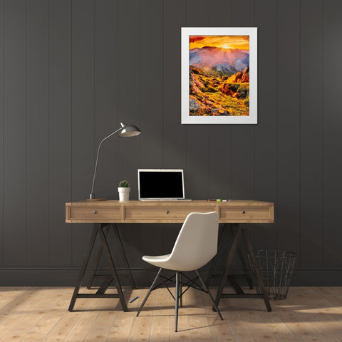 Sunset in the Mountains II White Modern Wood Framed Art Print by Medeiros, Celito