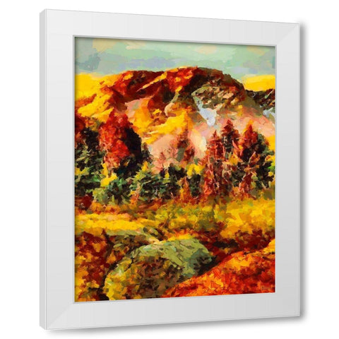 Golden Autumn in the Mountains II White Modern Wood Framed Art Print by Medeiros, Celito