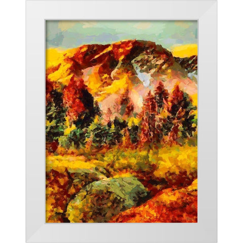 Golden Autumn in the Mountains II White Modern Wood Framed Art Print by Medeiros, Celito