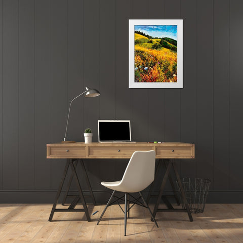 Mountains Meadow I White Modern Wood Framed Art Print by Medeiros, Celito