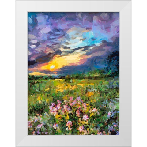 Mountains Meadow IV White Modern Wood Framed Art Print by Medeiros, Celito