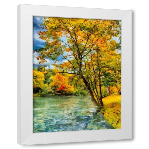 Golden Autumn White Modern Wood Framed Art Print by Medeiros, Celito