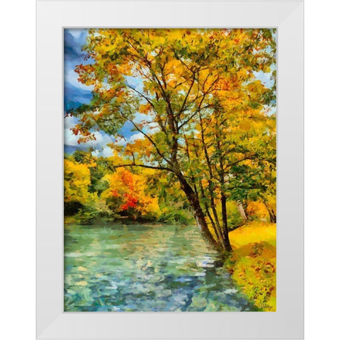 Golden Autumn White Modern Wood Framed Art Print by Medeiros, Celito