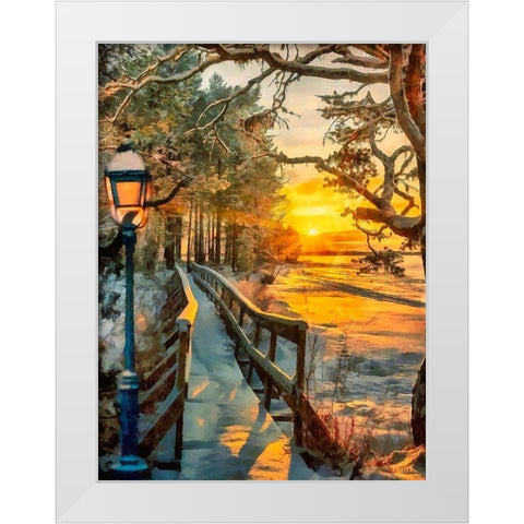 Sunset in Winter White Modern Wood Framed Art Print by Medeiros, Celito