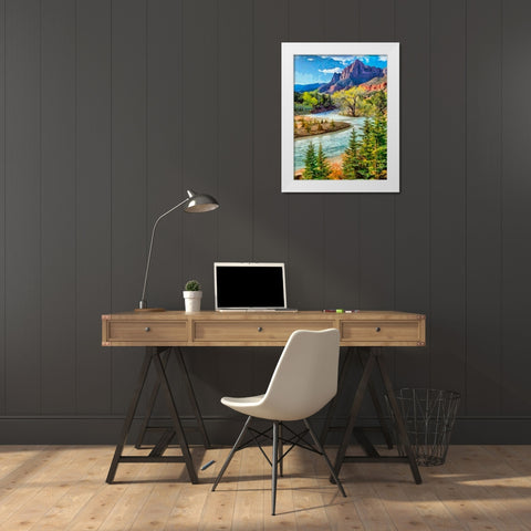 River in the Mountains White Modern Wood Framed Art Print by Medeiros, Celito