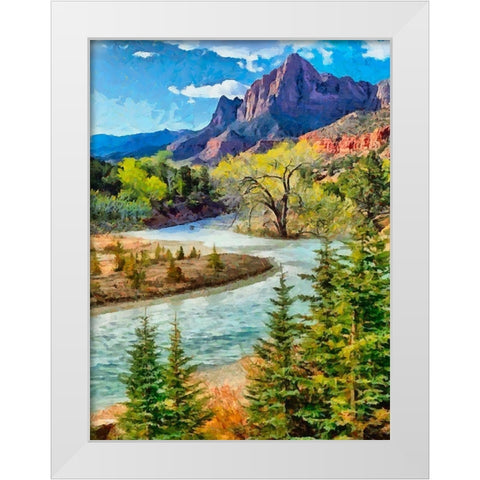 River in the Mountains White Modern Wood Framed Art Print by Medeiros, Celito