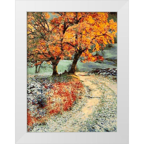 First Snow in Autumn White Modern Wood Framed Art Print by Medeiros, Celito