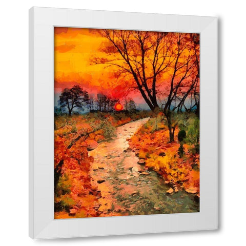 Sunset in late Fall White Modern Wood Framed Art Print by Medeiros, Celito