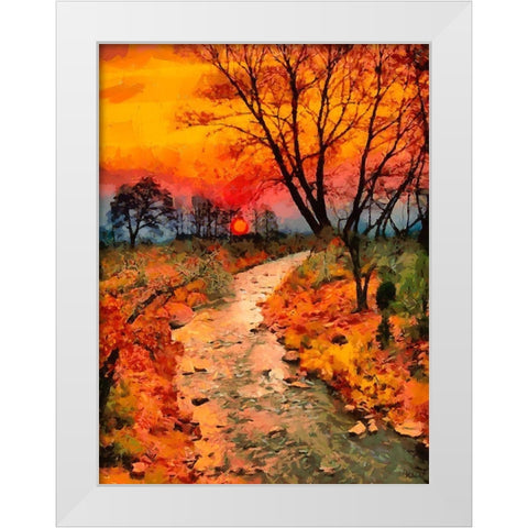Sunset in late Fall White Modern Wood Framed Art Print by Medeiros, Celito