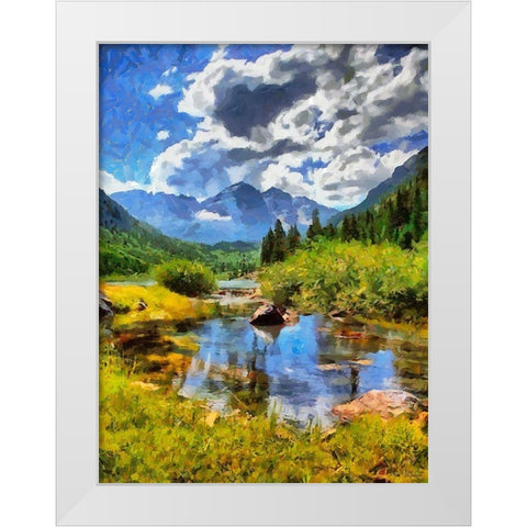 River in the Mountains II White Modern Wood Framed Art Print by Medeiros, Celito