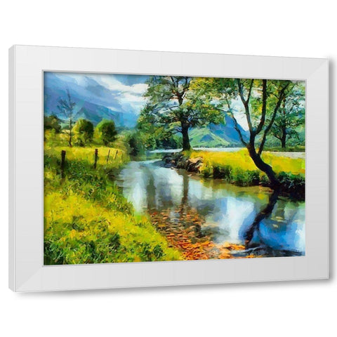 Slowly River White Modern Wood Framed Art Print by Medeiros, Celito