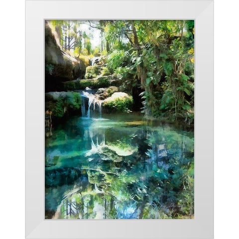 Small Watterfall White Modern Wood Framed Art Print by Medeiros, Celito