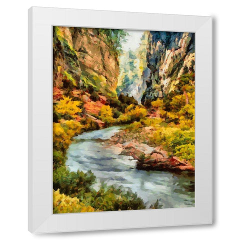 River between Rocks White Modern Wood Framed Art Print by Medeiros, Celito