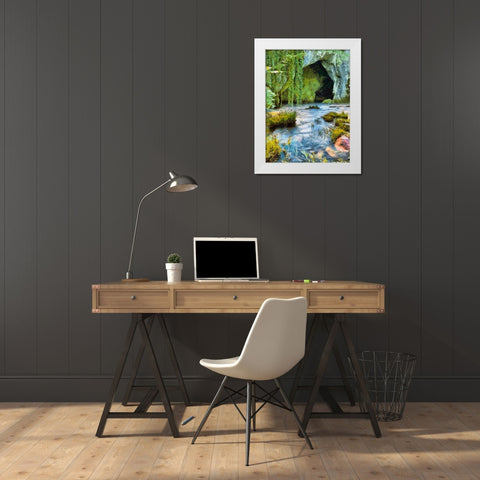 River between Rocks II White Modern Wood Framed Art Print by Medeiros, Celito