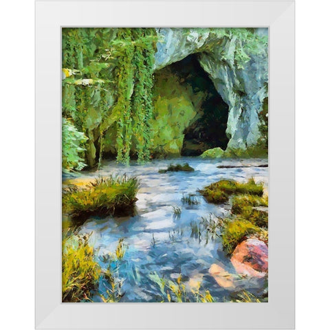 River between Rocks II White Modern Wood Framed Art Print by Medeiros, Celito