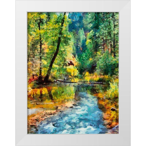 River in Forest White Modern Wood Framed Art Print by Medeiros, Celito