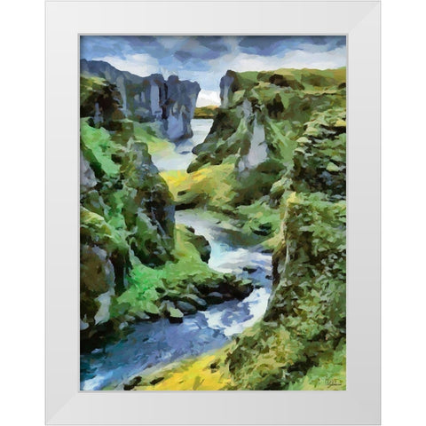 River between Rocks I White Modern Wood Framed Art Print by Medeiros, Celito