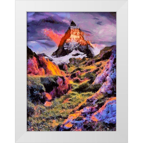 Matternhorn in the Alps White Modern Wood Framed Art Print by Medeiros, Celito