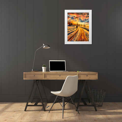 Winter Walk White Modern Wood Framed Art Print by Medeiros, Celito