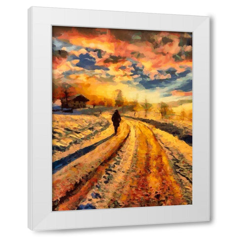 Winter Walk White Modern Wood Framed Art Print by Medeiros, Celito