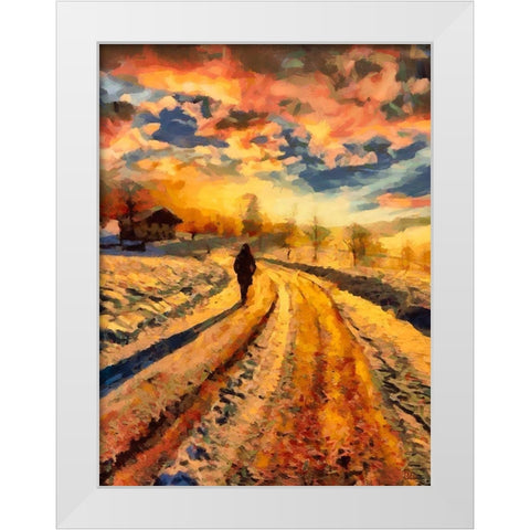 Winter Walk White Modern Wood Framed Art Print by Medeiros, Celito