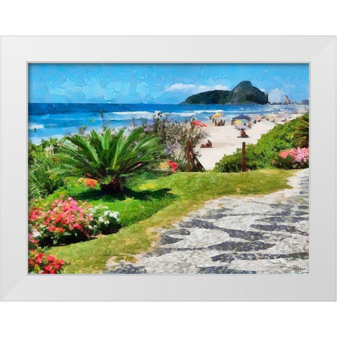 Beach in Rio II White Modern Wood Framed Art Print by Medeiros, Celito