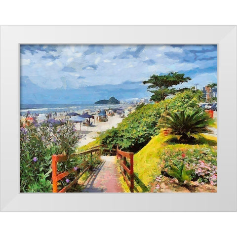 Beach in Rio III White Modern Wood Framed Art Print by Medeiros, Celito