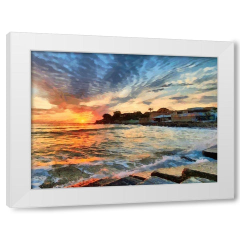 Beach in Rio VI White Modern Wood Framed Art Print by Medeiros, Celito