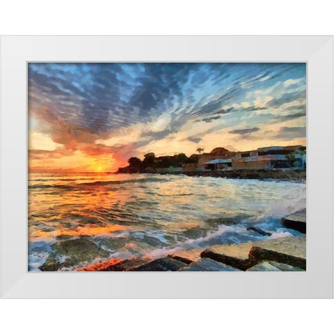 Beach in Rio VI White Modern Wood Framed Art Print by Medeiros, Celito