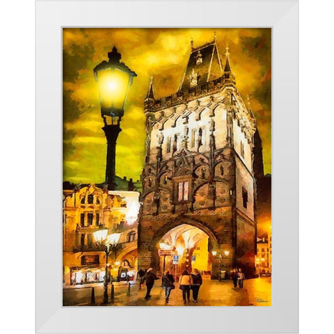 Powder Tower in Prague I White Modern Wood Framed Art Print by Medeiros, Celito