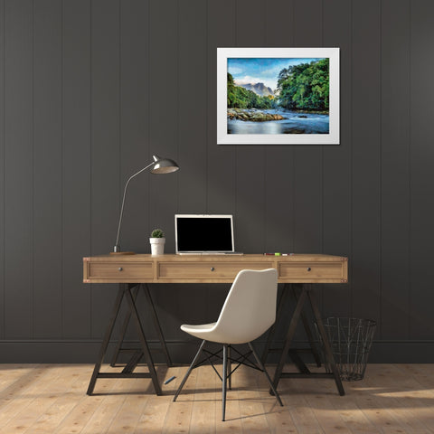 Big River White Modern Wood Framed Art Print by Medeiros, Celito