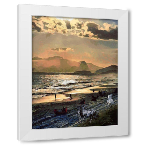 Evening near Rio White Modern Wood Framed Art Print by Medeiros, Celito