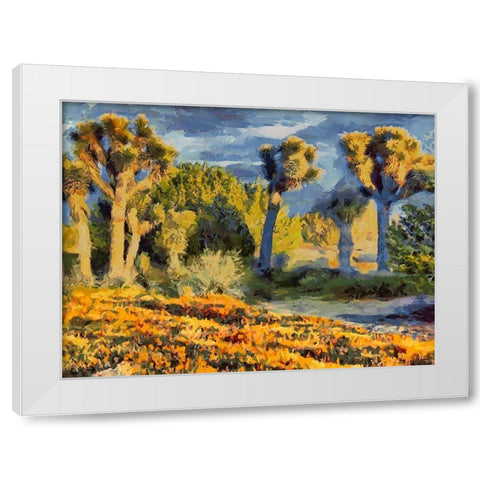 Yellow Meadow I White Modern Wood Framed Art Print by Medeiros, Celito