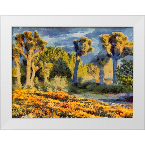 Yellow Meadow I White Modern Wood Framed Art Print by Medeiros, Celito