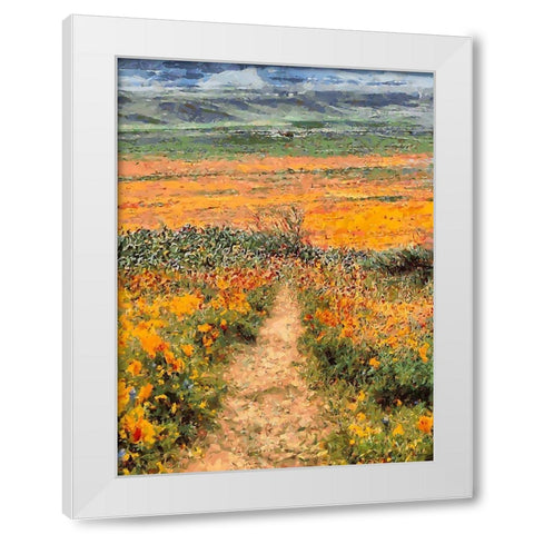 Yellow Meadow III White Modern Wood Framed Art Print by Medeiros, Celito