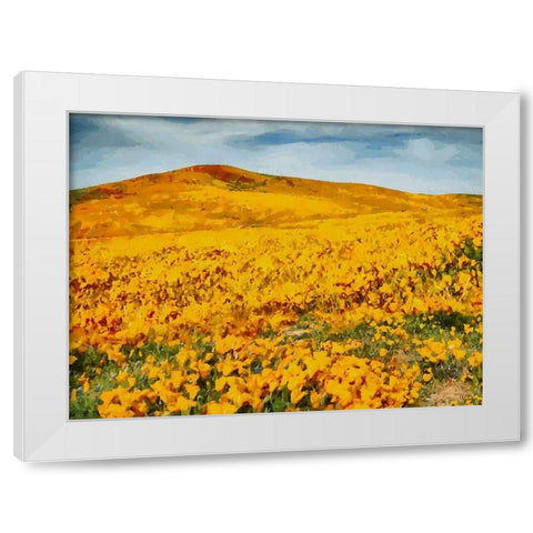 Yellow Meadow IV White Modern Wood Framed Art Print by Medeiros, Celito