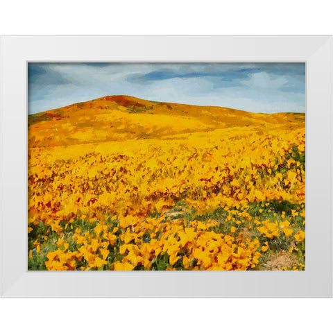 Yellow Meadow IV White Modern Wood Framed Art Print by Medeiros, Celito