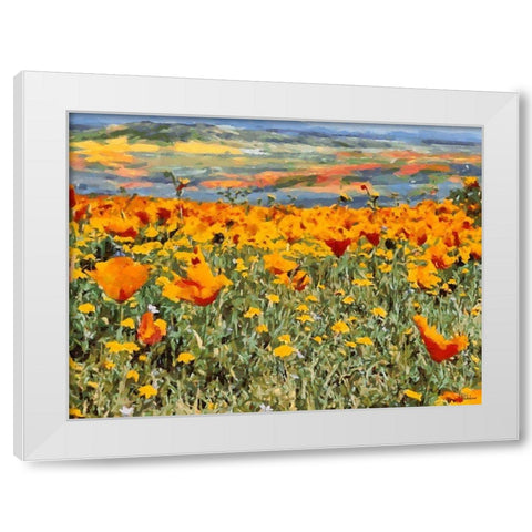 Yellow Meadow VI White Modern Wood Framed Art Print by Medeiros, Celito