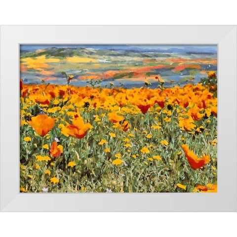 Yellow Meadow VI White Modern Wood Framed Art Print by Medeiros, Celito