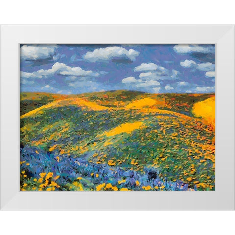 Yellow Meadow VII White Modern Wood Framed Art Print by Medeiros, Celito