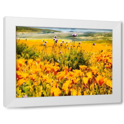 Yellow Meadow IX White Modern Wood Framed Art Print by Medeiros, Celito