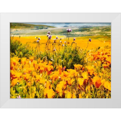 Yellow Meadow IX White Modern Wood Framed Art Print by Medeiros, Celito