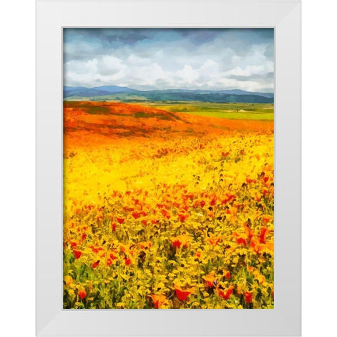 Yellow Meadow X White Modern Wood Framed Art Print by Medeiros, Celito