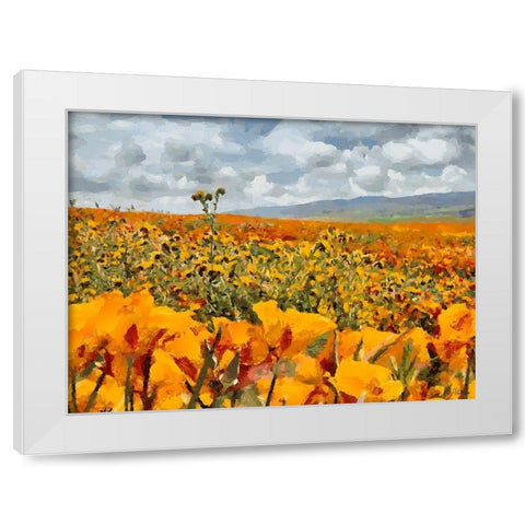 Yellow Meadow XI White Modern Wood Framed Art Print by Medeiros, Celito